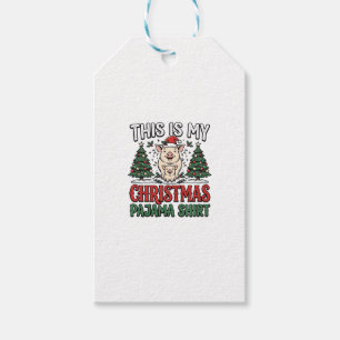 Christmas Pajama Shirt Cute Pig Holiday Vector Des Gift Tags