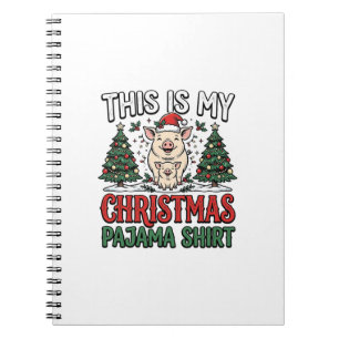 Christmas Pajama Shirt Cute Pig Holiday Vector Des Notebook