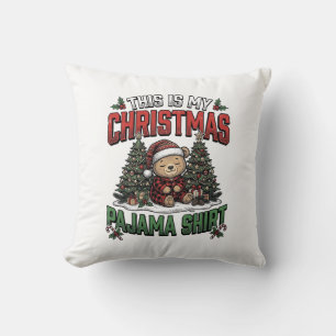 Christmas Pajama Shirt Cute Vintage Holiday Tee_1 Cushion