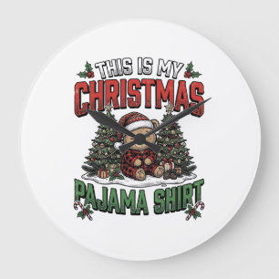 Christmas Pajama Shirt Cute Vintage Holiday Tee_1 Large Clock