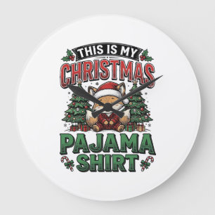 Christmas Pajama Shirt Cute Vintage Holiday Tee_1 Large Clock