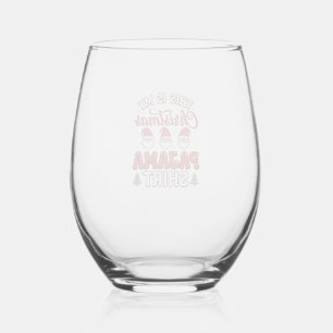 Christmas Pajama Shirt Gnome Holiday Design Stemless Wine Glass