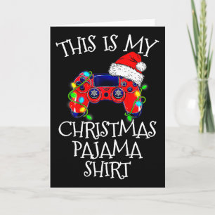 Christmas Pajama Shirt Video Game Controller Santa Card