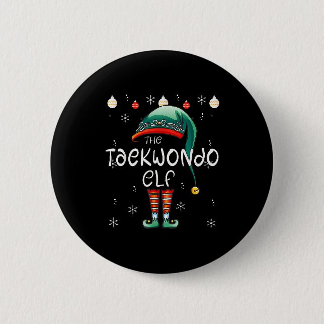 Christmas Pajama _ The Taekwondo Elf  6 Cm Round Badge (Front)