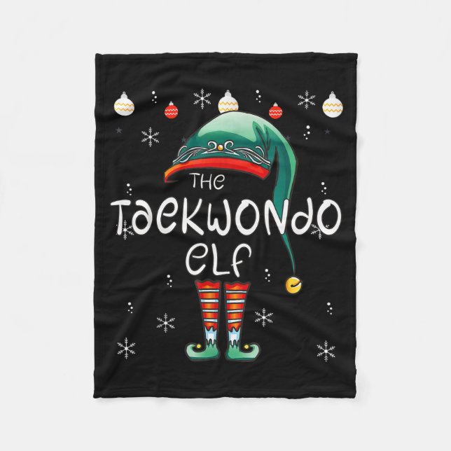 Christmas Pajama _ The Taekwondo Elf  Fleece Blanket (Front)