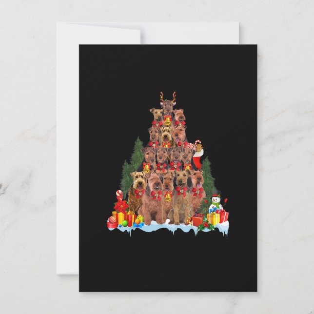 Christmas Pajama Welsh Terrier Xmas Tree Gifts Dog Invitation (Front)