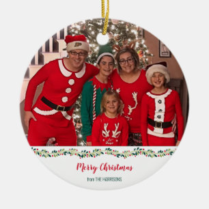 Christmas Pajamas Challenge Family Photo Ceramic Tree Decoration