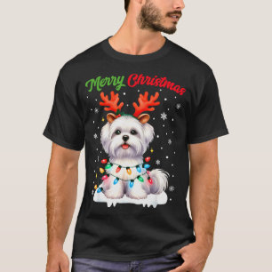 Christmas Pajamas Men Women Kids Maltese Dog Chris T-Shirt