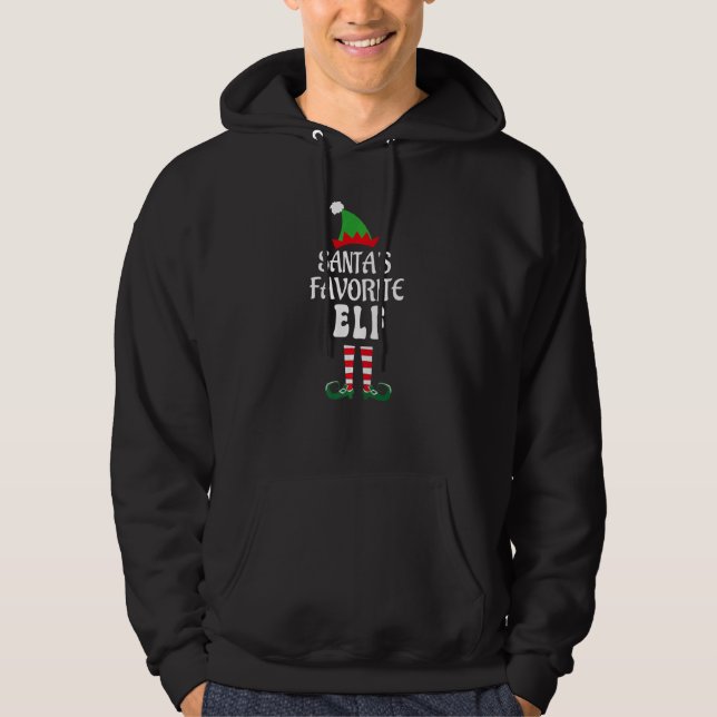Christmas pajamas Santa's Favorite Elf Matching Fa Hoodie (Front)