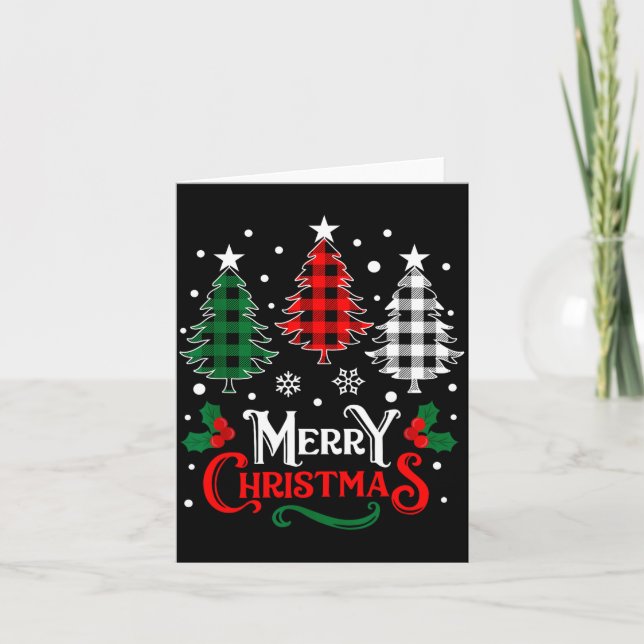 Christmas Pajamas Women Girls Merry Christmas Tree Card (Front)