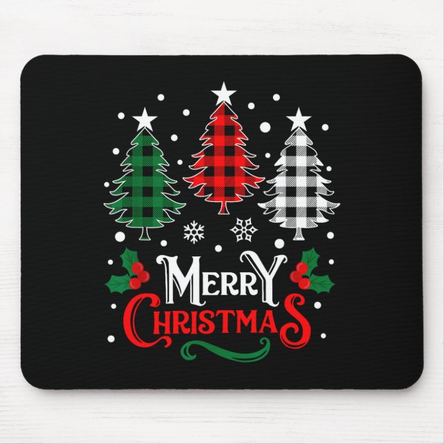 Christmas Pajamas Women Girls Merry Christmas Tree Mouse Mat (Front)