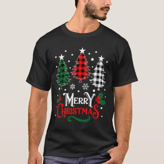 Christmas Pajamas Women Girls Merry Christmas Tree T-Shirt (Front)