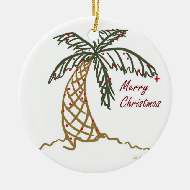 Christmas Palm Ceramic Tree Decoration (Front)