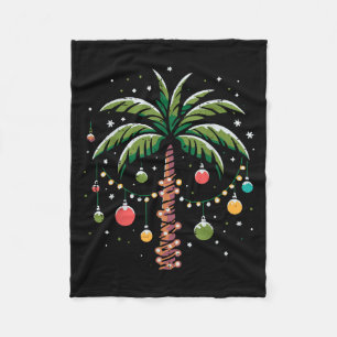Christmas Palm Coconut Tree Xmas Trocal Women Men Fleece Blanket