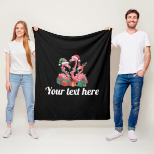 Christmas Palm Flamingo Personalised Xmas Lights  Fleece Blanket