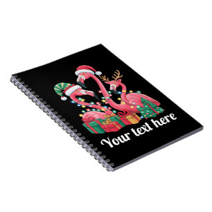 Christmas Palm Flamingo Personalised Xmas Lights Notebook