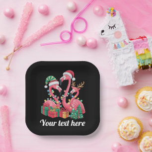 Christmas Palm Flamingo Personalised Xmas Lights  Paper Plate