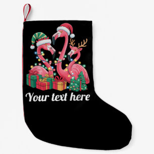 Christmas Palm Flamingo Personalised Xmas Lights  Small Christmas Stocking