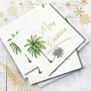Christmas Palm Gold Elegant Merry Napkin