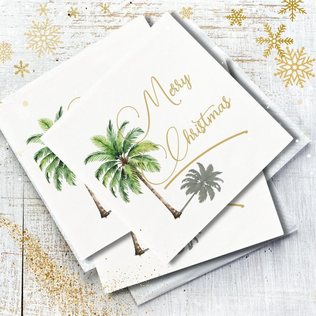 Christmas Palm  Gold Elegant Merry  Napkin (Creator Uploaded)
