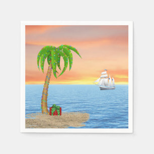 Christmas Palm Tree and Boat Napkin