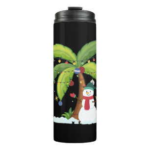 Christmas Palm Tree And Snowman Thermal Tumbler