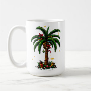 Christmas Palm Tree, Beach Aloha Christmas Coffee Mug