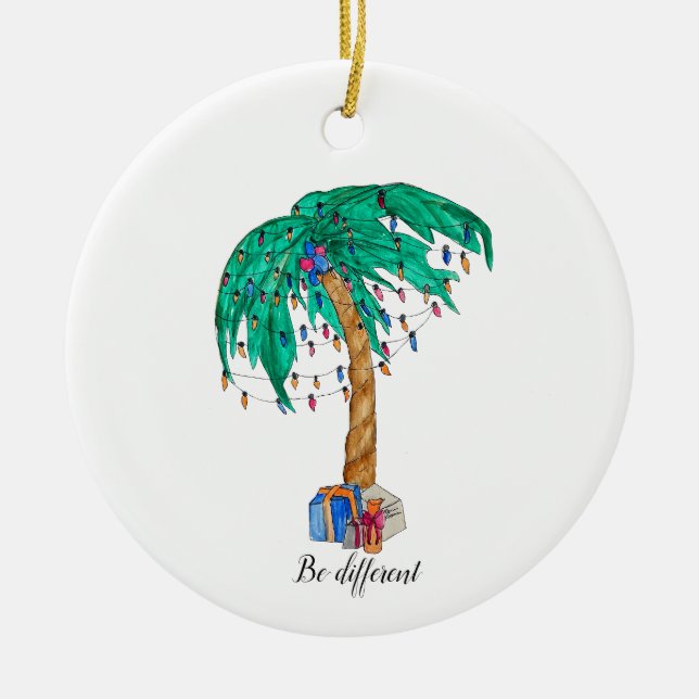 Christmas palm tree ceramic tree decoration (Front)