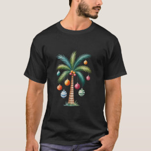 Christmas Palm Tree Coastal Lights Holiday Tropica T-Shirt