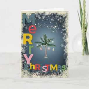 Christmas Palm Tree Colourful Merry Christmas Holiday Card