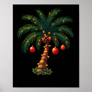 Christmas Palm Tree Festive Lights Cute Tropical S Poster