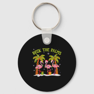 Christmas Palm Tree Flamingo Summer Beach Vacation Key Ring
