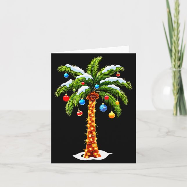 Christmas Palm Tree Hawaiian Trocal Xmas  Card (Front)