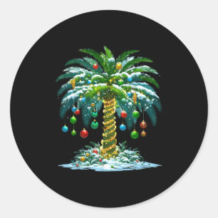 Christmas Palm Tree Hawaiian Trocal Xmas  Classic Round Sticker