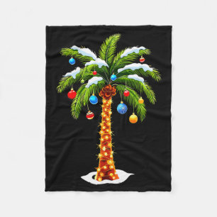 Christmas Palm Tree Hawaiian Trocal Xmas Fleece Blanket