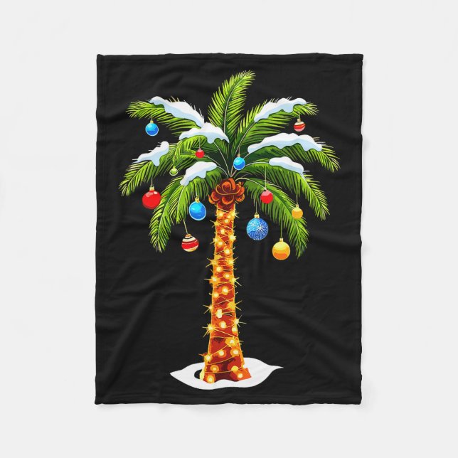 Christmas Palm Tree Hawaiian Trocal Xmas  Fleece Blanket (Front)