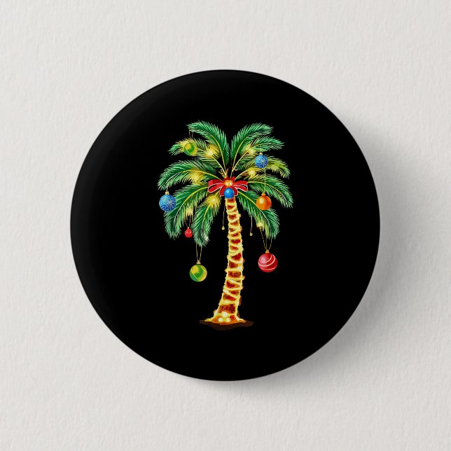 Christmas Palm Tree Hawaiian Xmas  6 Cm Round Badge (Front)