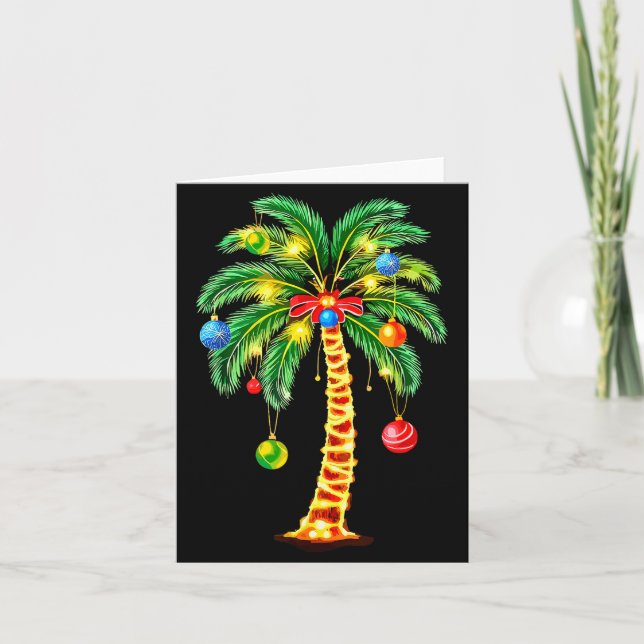 Christmas Palm Tree Hawaiian Xmas  Card (Front)