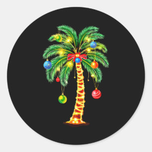 Christmas Palm Tree Hawaiian Xmas  Classic Round Sticker