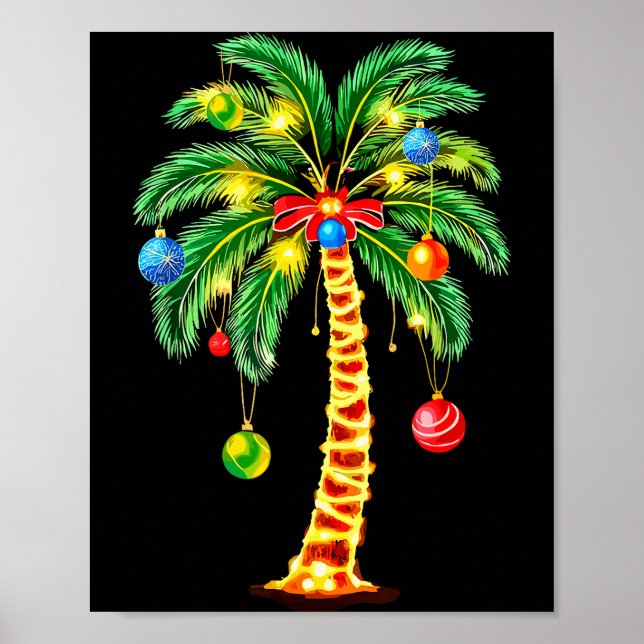 Christmas Palm Tree Hawaiian Xmas  Poster (Front)