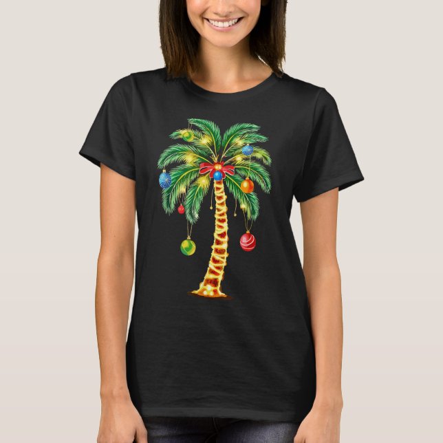Christmas Palm Tree Hawaiian Xmas  T-Shirt (Front)