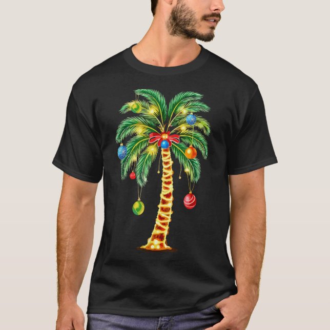 Christmas Palm Tree Hawaiian Xmas  T-Shirt (Front)