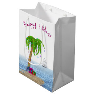 Christmas Palm Tree in Sand Medium Gift Bag