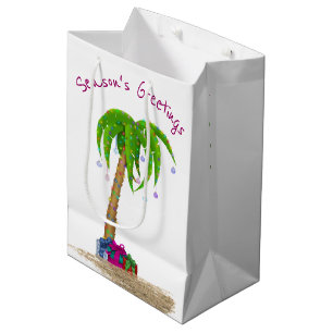 Christmas Palm Tree in Sand Medium Gift Bag