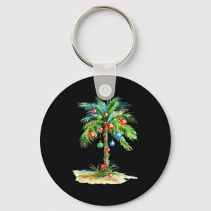 Christmas Palm Tree Light Hawaiian Trocal Xmas Men Key Ring