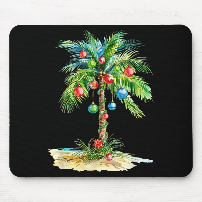Christmas Palm Tree Light Hawaiian Trocal Xmas Men Mouse Mat (Front)