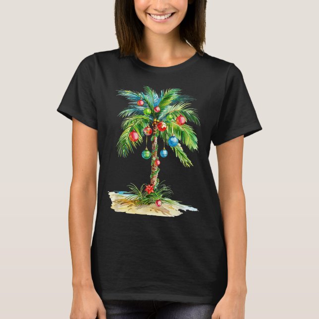 Christmas Palm Tree Light Hawaiian Trocal Xmas Men T-Shirt (Front)