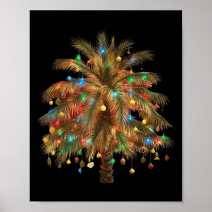 Christmas Palm Tree Light Hawaiian Trocal Xmas  Poster