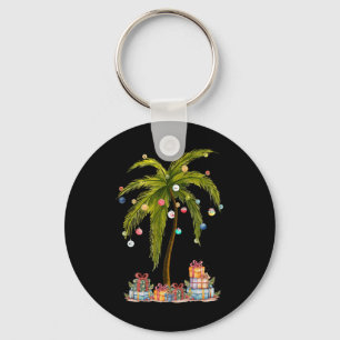 Christmas Palm Tree Light Hawaiian Tropical Funny Key Ring