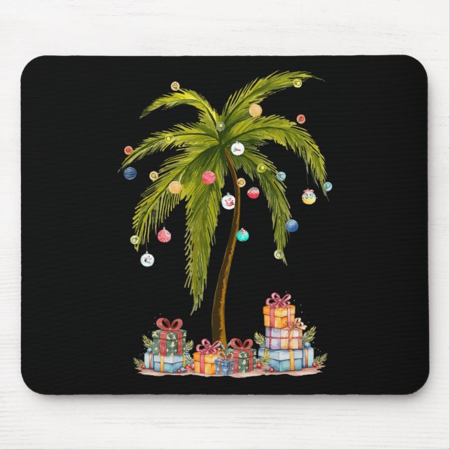 Christmas Palm Tree Light Hawaiian Tropical Funny  Mouse Mat (Front)